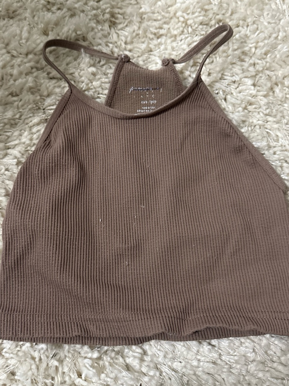 FP Movement by Free People Ribbed Halter Crop Top - Taupe Brown - Picture 1 of 2